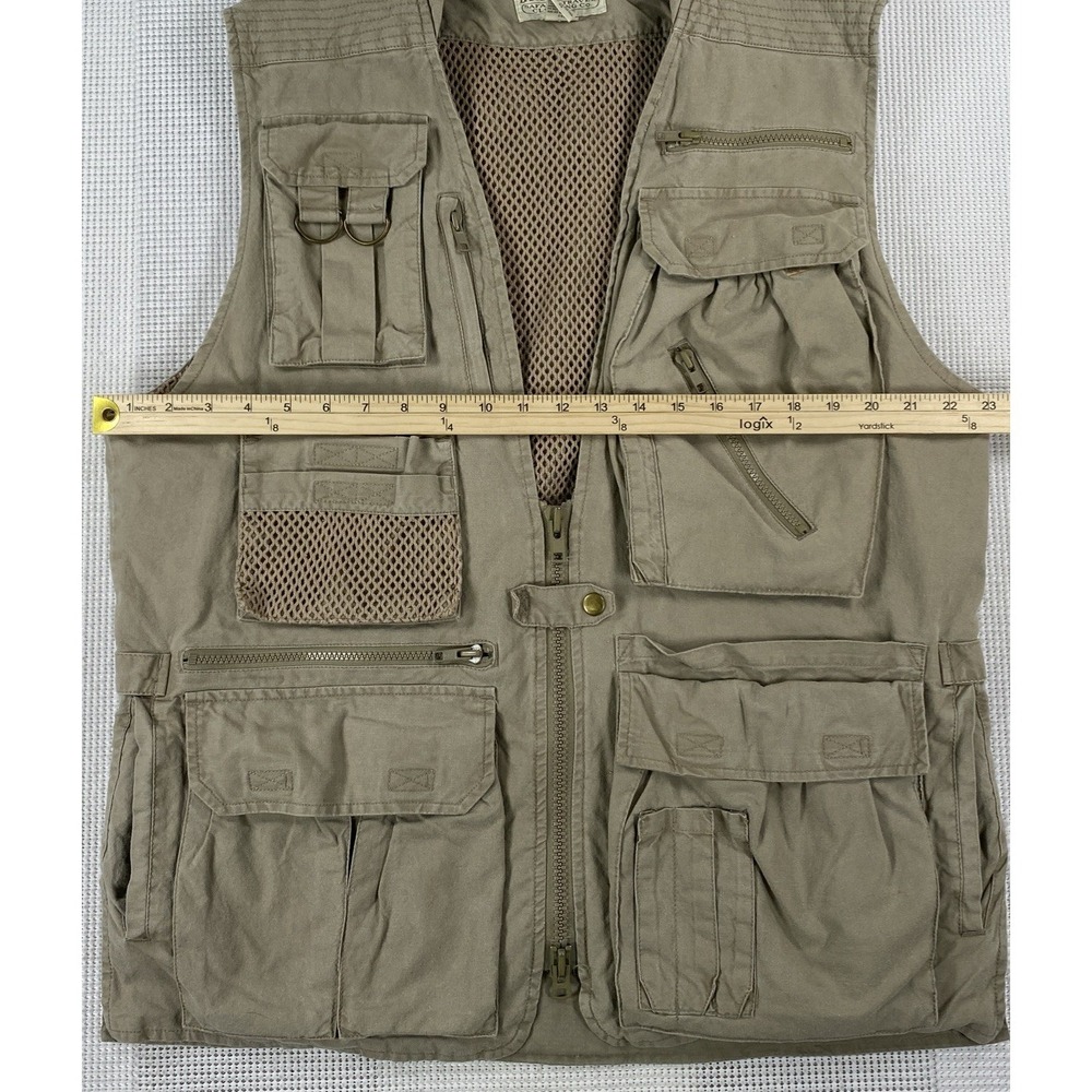 Vintage Banana Republic Safari Travel Vest Multiple Pockets Beige Men's Large - Picture 4 of 5